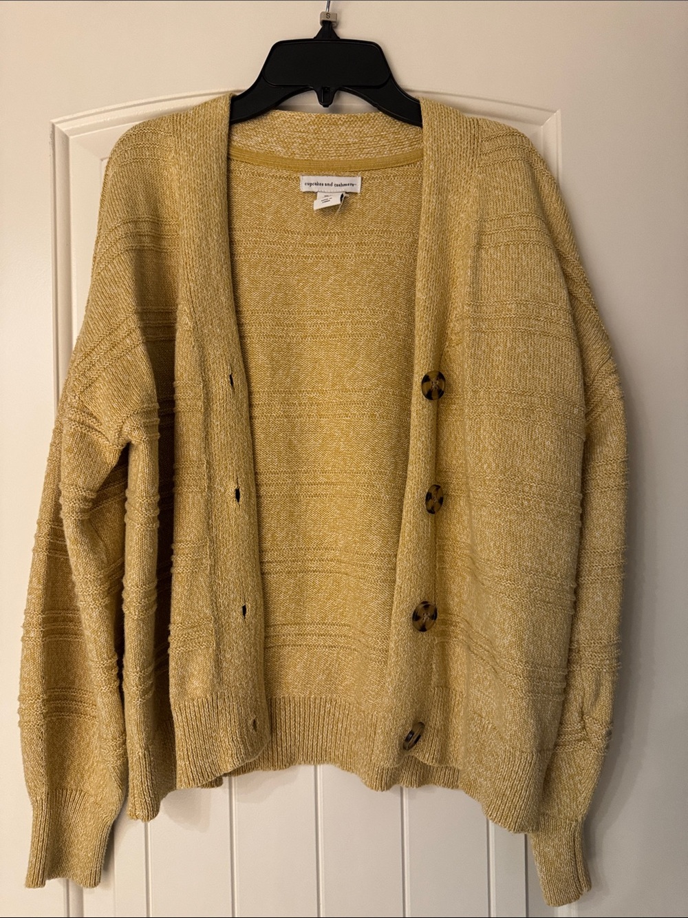 Mustard Button-Front Cardigan